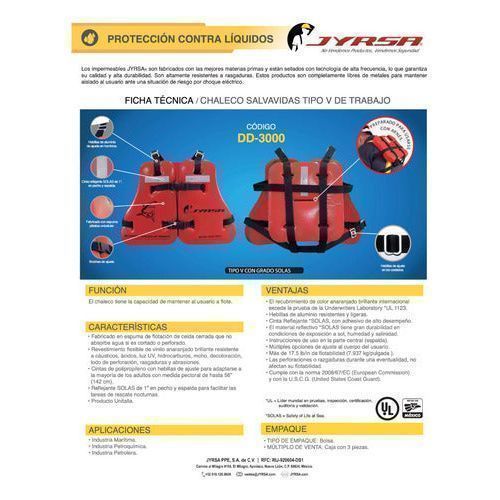 Chaleco Jyrsa Dd - 3000 Salvavidas De Trabajo Dry Drop - Garufa Jeans