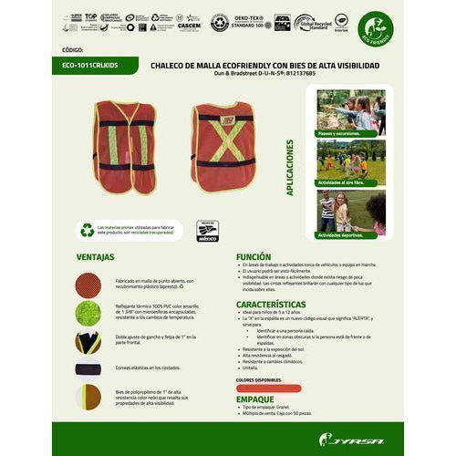 Chaleco Jyrsa Eco - 1011 Malla Con Reflejantes Niño Infantil - Garufa Jeans