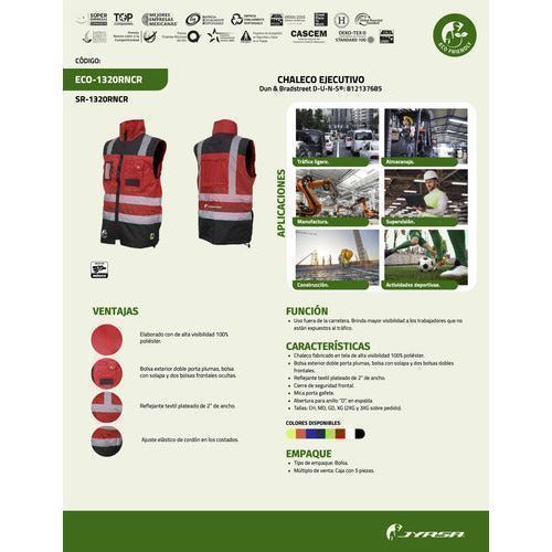 Chaleco Jyrsa Eco - 1320 Ejecutivo Seguridad Con Reflejantes - Garufa Jeans
