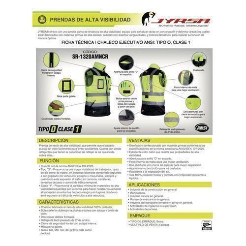 Chaleco Jyrsa Eco - 1320 Ejecutivo Seguridad Reflejantes Extra - Garufa Jeans