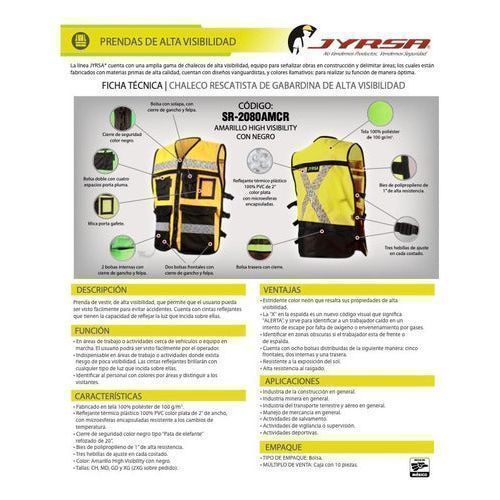 Chaleco Jyrsa Eco - 2080 Rescatista Brigadista Reflejantes - Garufa Jeans