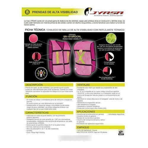 Chaleco Jyrsa Sr - 1010 Malla Con Reflejantes Seguridad Rosa - Garufa Jeans
