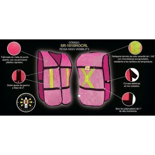 Chaleco Jyrsa Sr - 1010 Malla Con Reflejantes Seguridad Rosa - Garufa Jeans