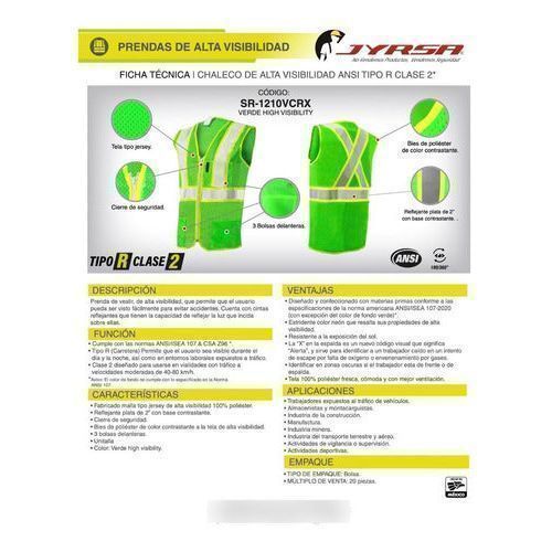 Chaleco Jyrsa Sr - 1210 Tela Jersey Reflejantes Construcción - Garufa Jeans