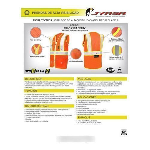 Chaleco Jyrsa Sr - 1210 Tela Jersey Reflejantes Construcción - Garufa Jeans