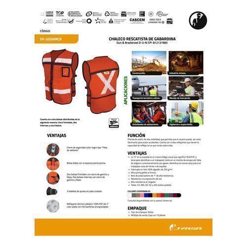 Chaleco Jyrsa Sr - 2020 Rescatista Brigadista 100% Algodón - Garufa Jeans