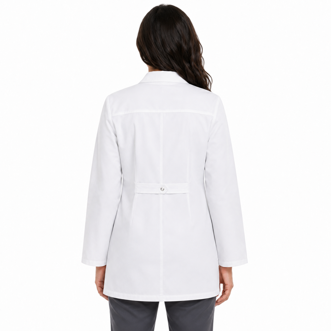 Bata corta médica Cherokee 1369 para mujer blanca, vista posterior con cinta ajustable | color:blanca