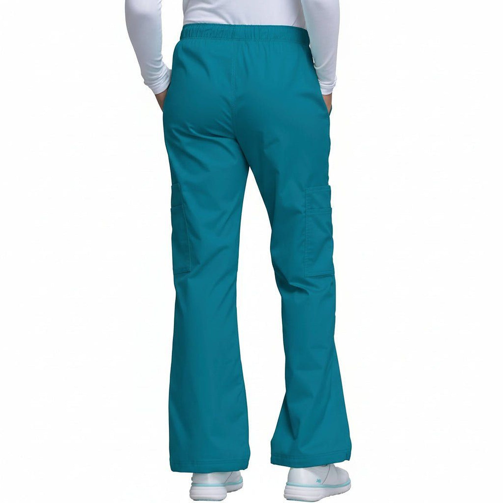 Pantalón quirúrgico Cherokee 4005 para mujer azul Caribe, vista posterior | color:azul-caribe