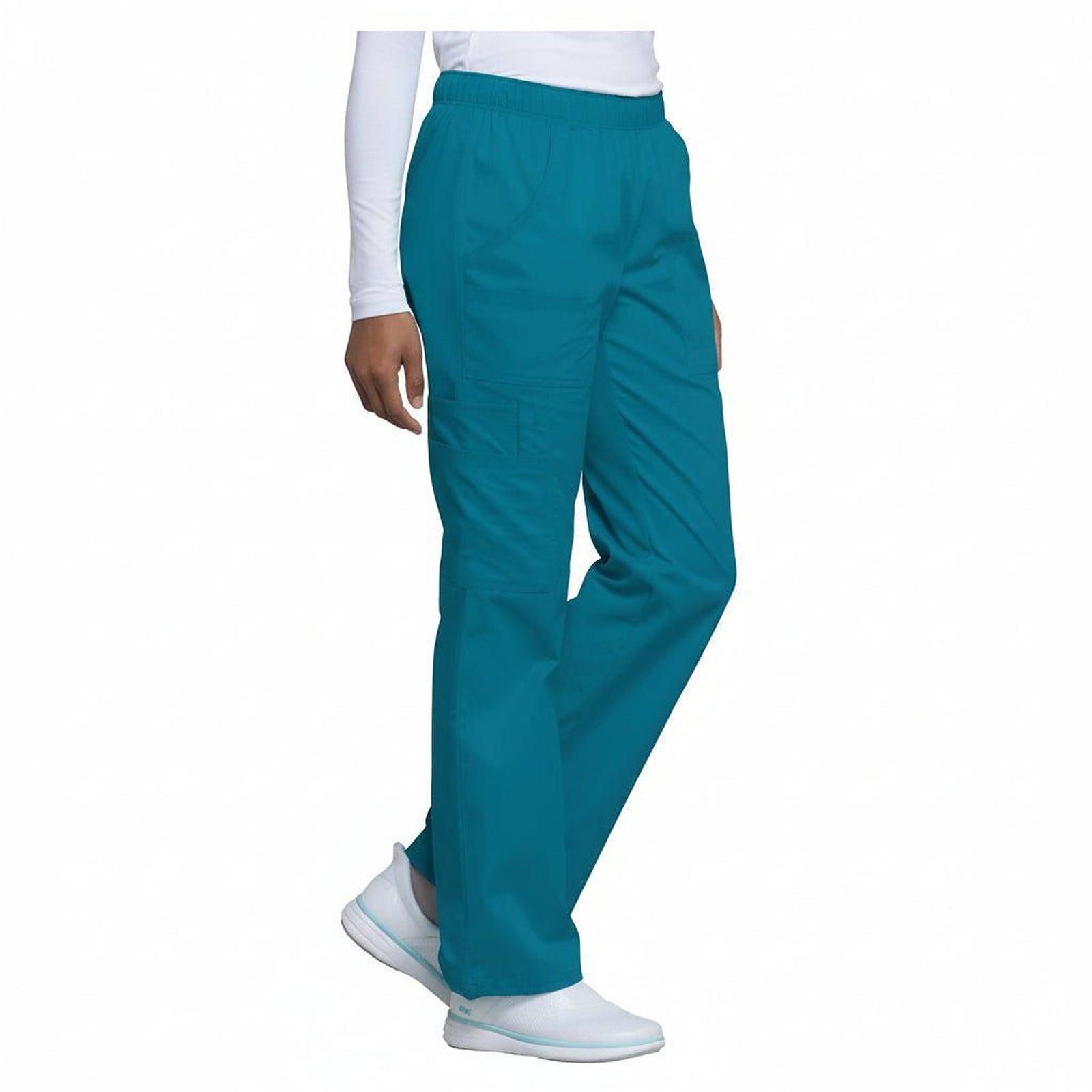 Pantalón quirúrgico Cherokee 4005 para mujer azul Caribe, vista lateral | color:azul-caribe