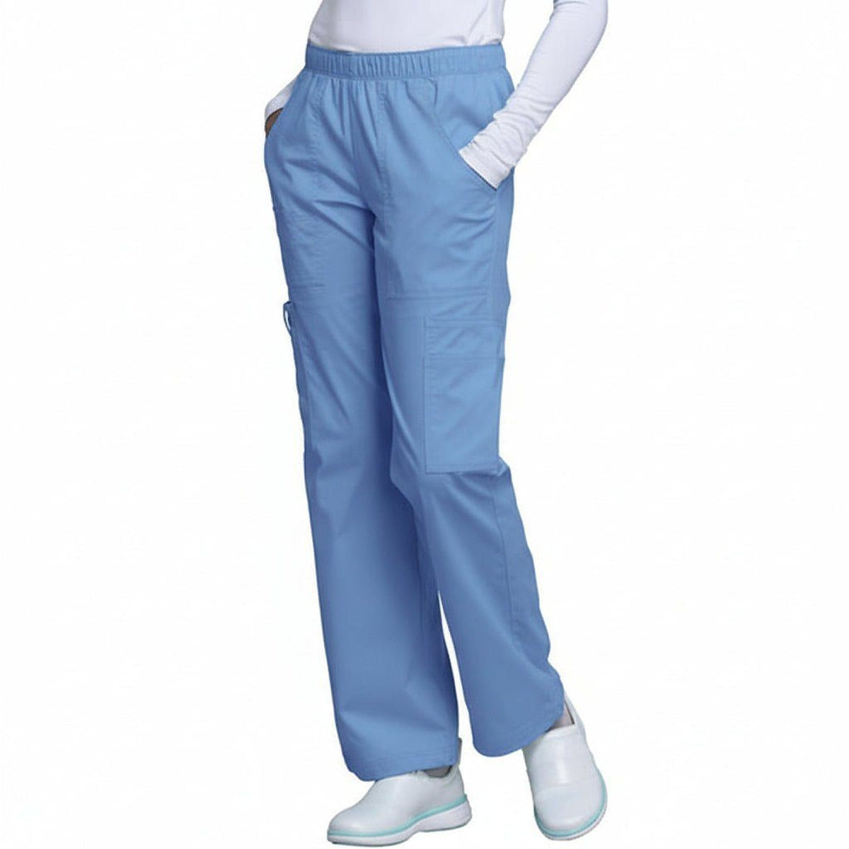 Pantalón quirúrgico Cherokee 4005 para mujer azul cielo, vista frontal | color:azul-cielo