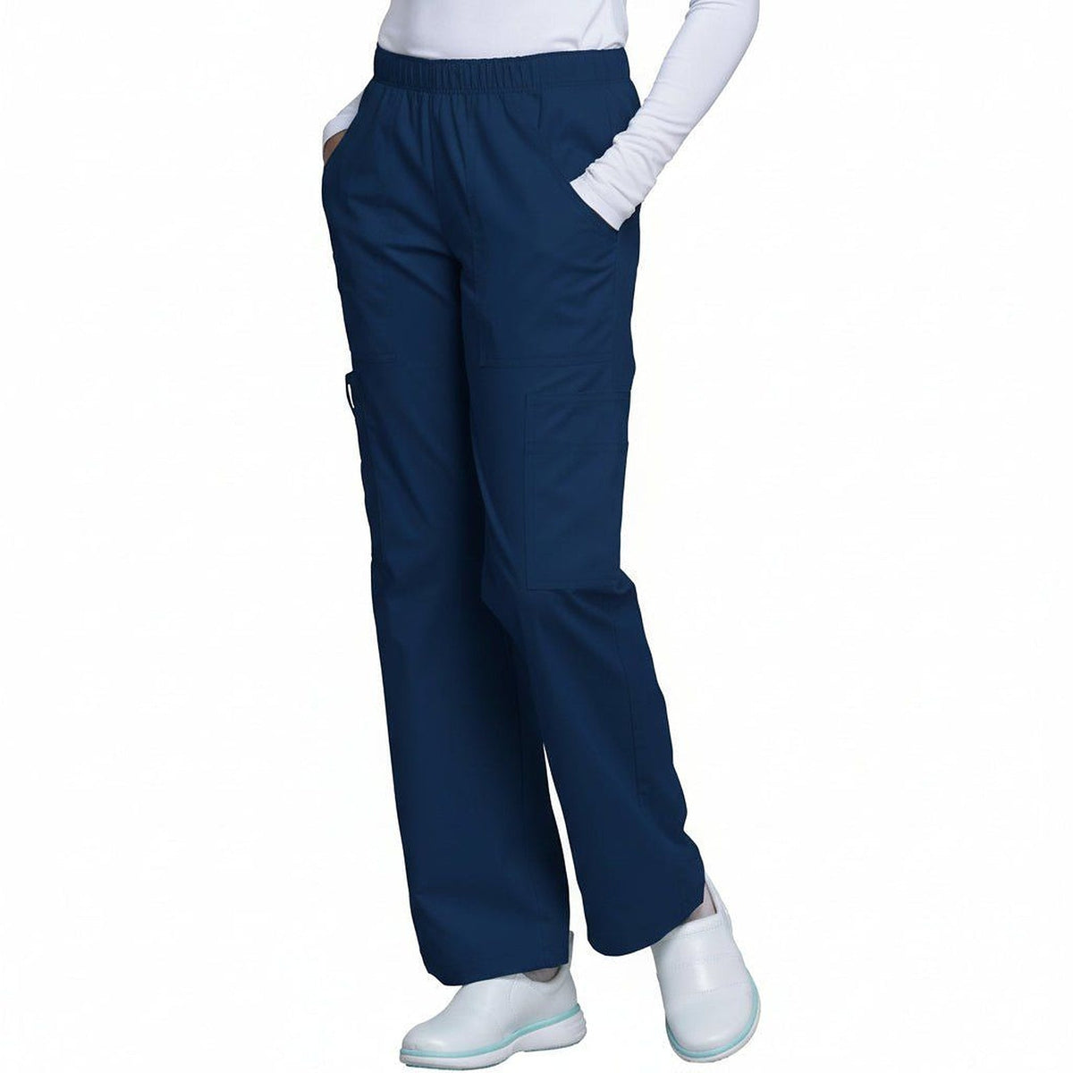 Pantalón quirúrgico Cherokee 4005 para mujer azul marino, vista frontal | color:azul-marino