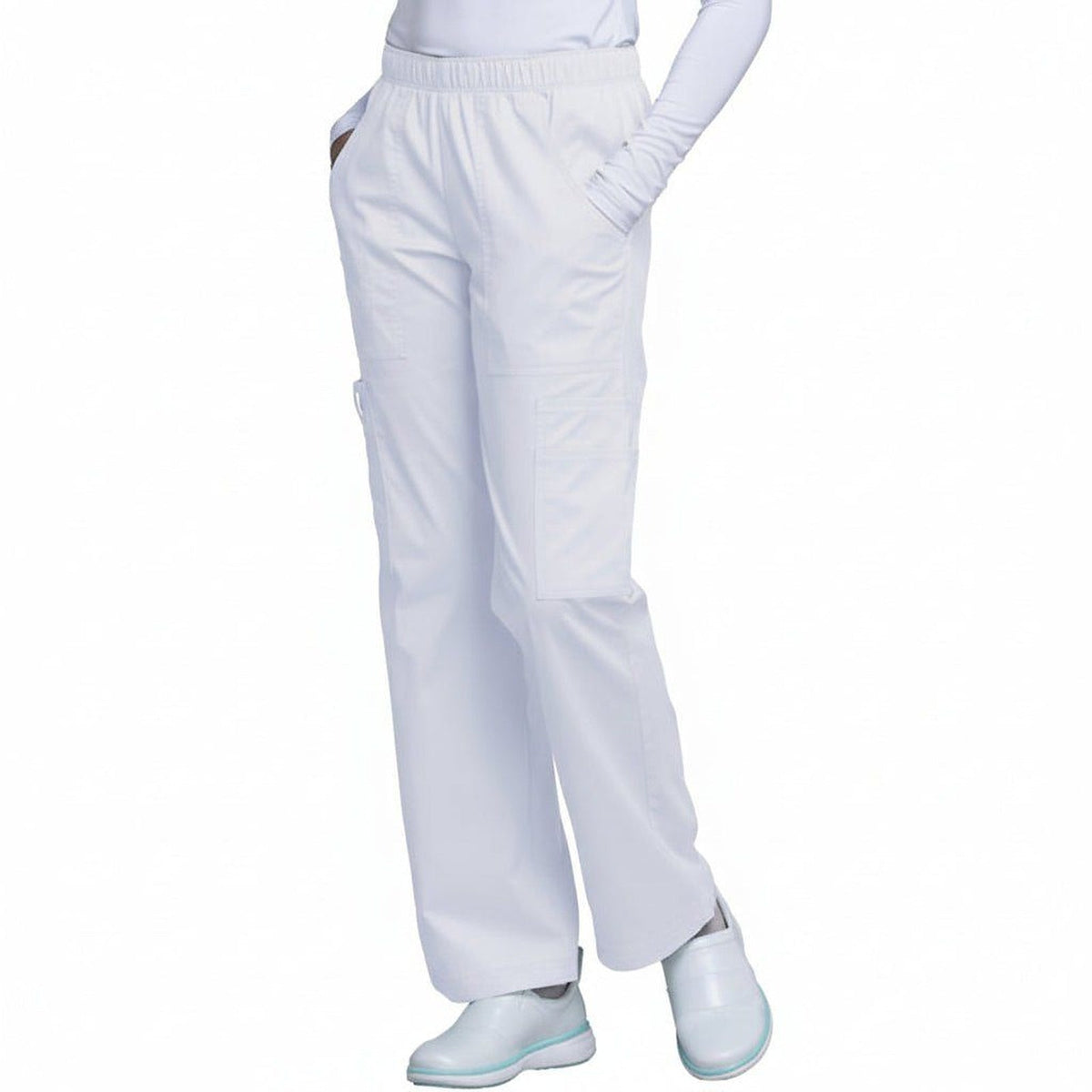 Pantalón quirúrgico Cherokee 4005 para mujer blanco, vista frontal | color:blanco
