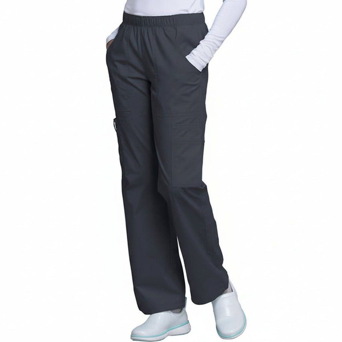 Pantalón quirúrgico Cherokee 4005 para mujer gris Oxford, vista frontal | color:gris-oxford