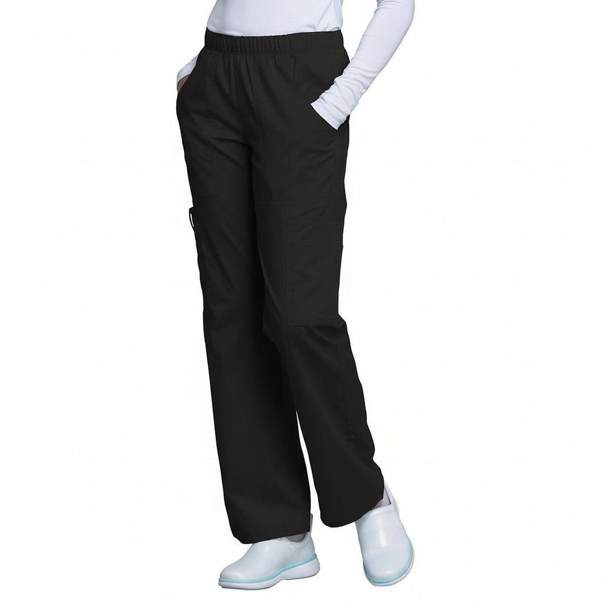 Pantalón quirúrgico Cherokee 4005 para mujer negro, vista frontal | color:negro
