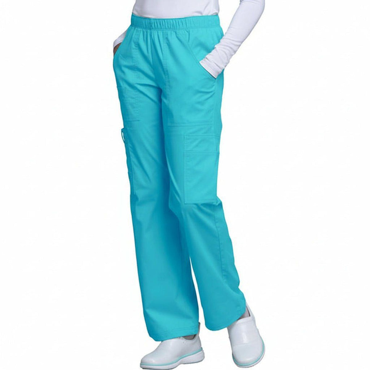 Pantalón quirúrgico Cherokee 4005 para mujer turquesa, vista frontal | color:turquesa