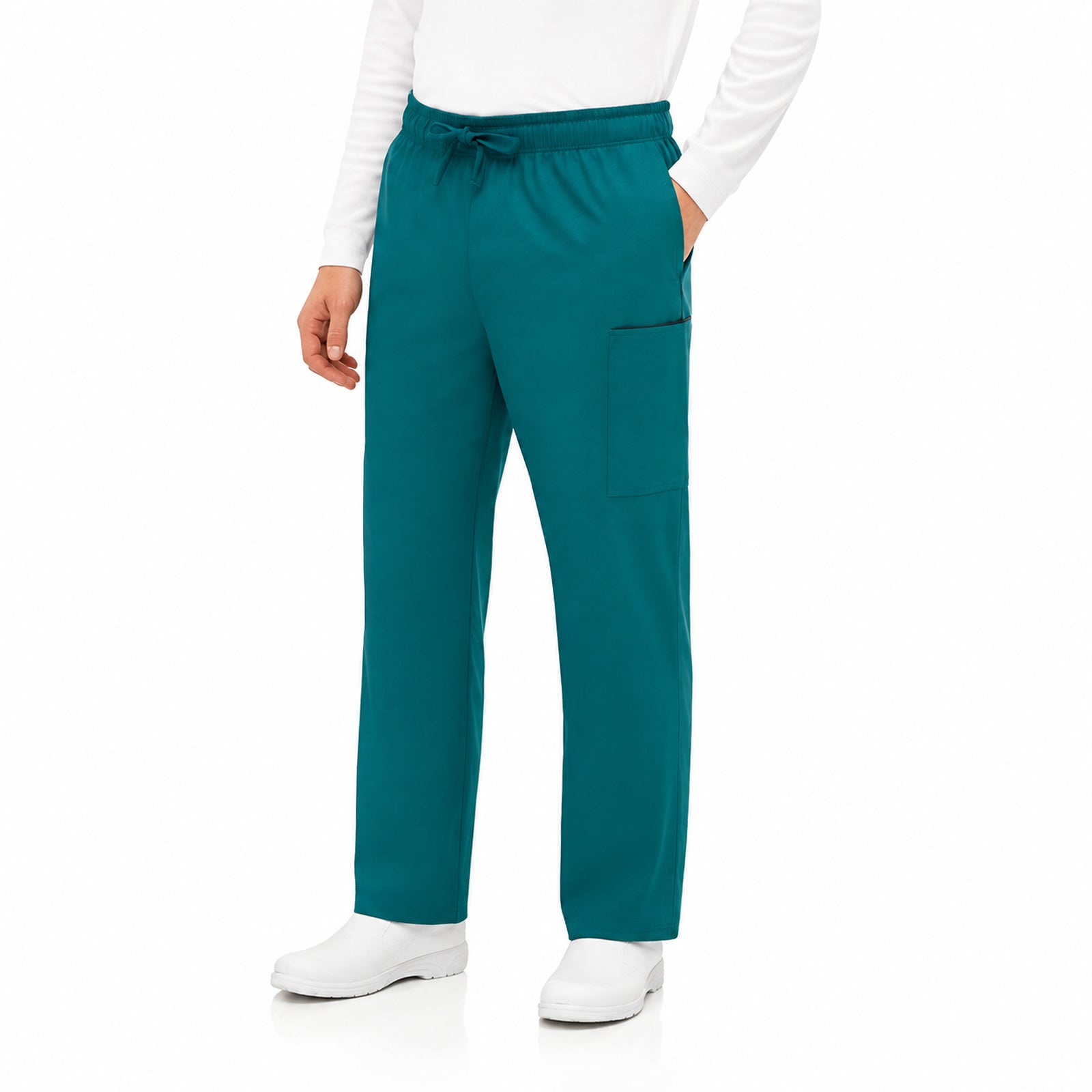 Pantalón quirúrgico Cherokee 4243 para hombre verde Caribe, vista frontal | color:verde-caribe