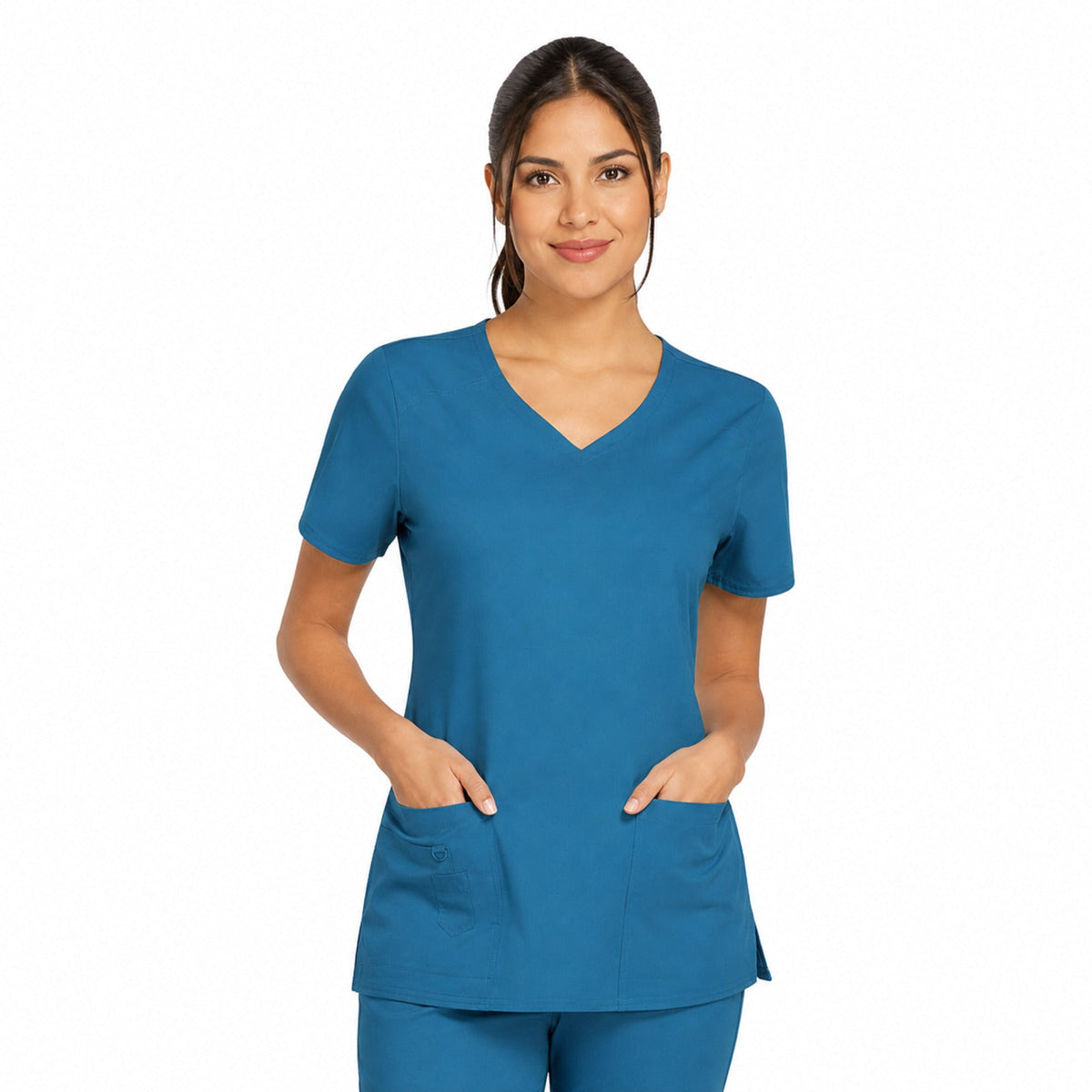 Filipina quirúrgica Cherokee 4727 para mujer color azul Caribe, vista frontal | color:azul-caribe