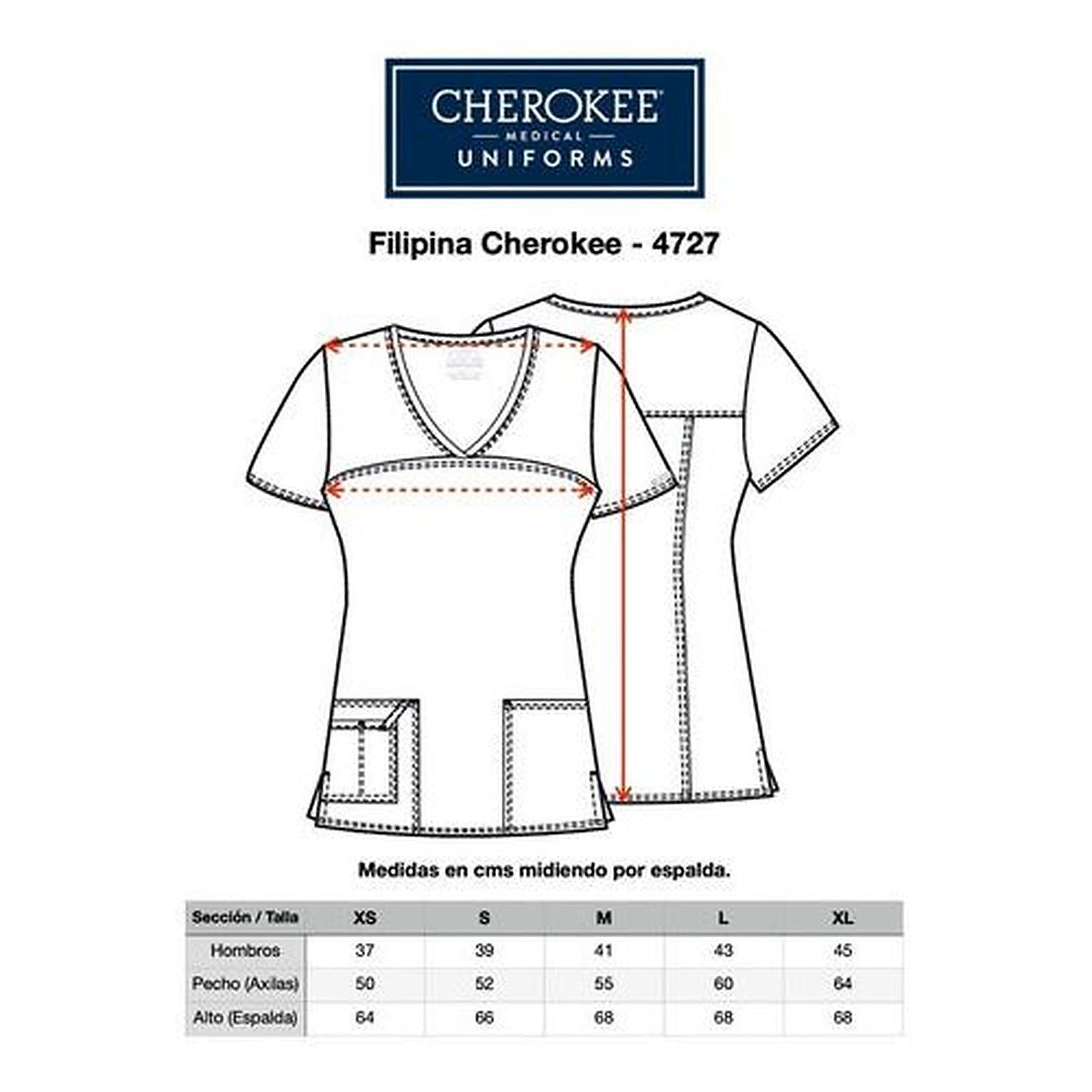 Filipina quirúrgica Cherokee 4727 para mujer color gris, guia medidas | color:gris