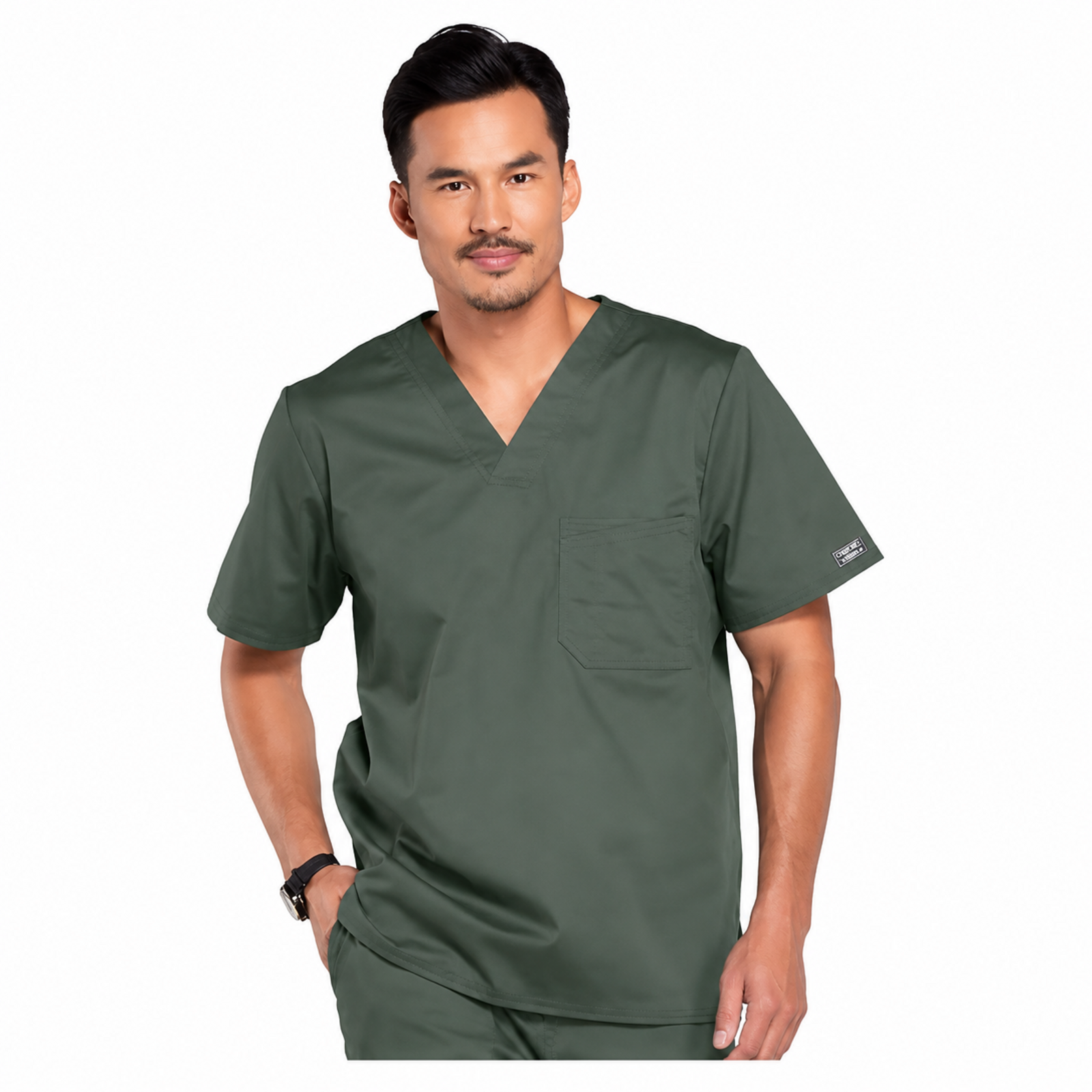Filipina quirúrgica Cherokee 4743 WW Core Stretch para hombre color verde olivo, vista 01 | color:verde-olivo