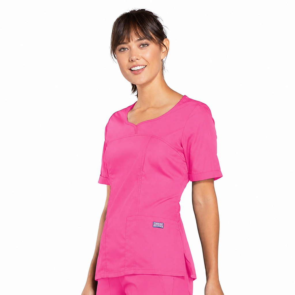 Filipina quirúrgica Cherokee 4746 WW Originals para mujer color fiusha, vista tres cuartos
