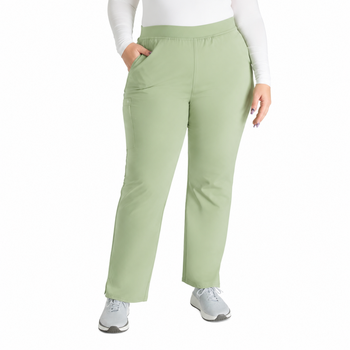 Pantalón quirúrgico Cherokee CK136A Atmos para mujer color Cool Cucumber, ajuste frontal | color:cool-cucumber