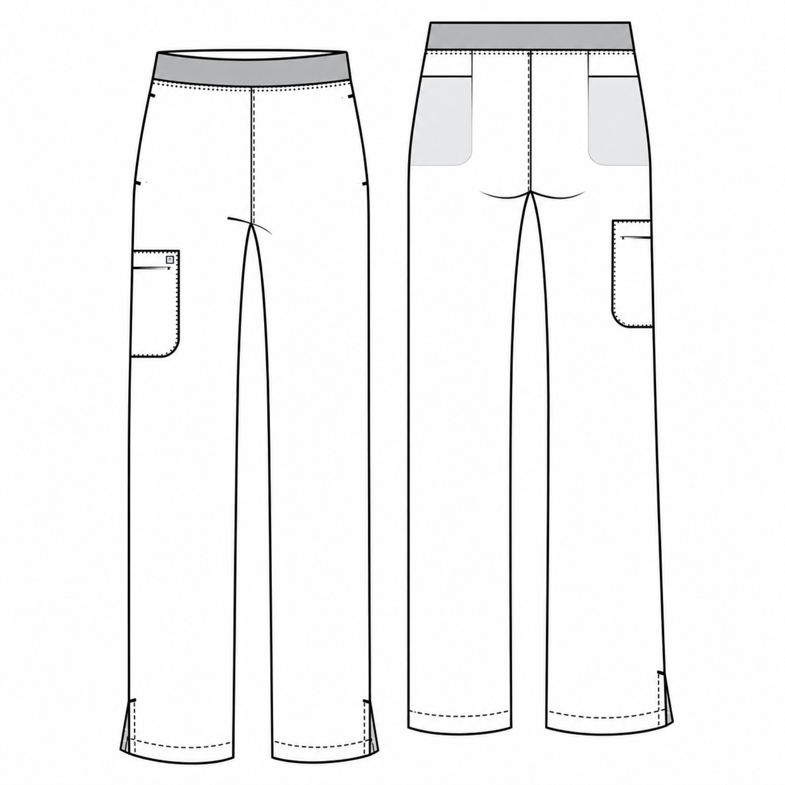 Pantalón quirúrgico Cherokee CK136A Atmos para mujer, dibujo técnico frontal y posterior | color:sugar-melon