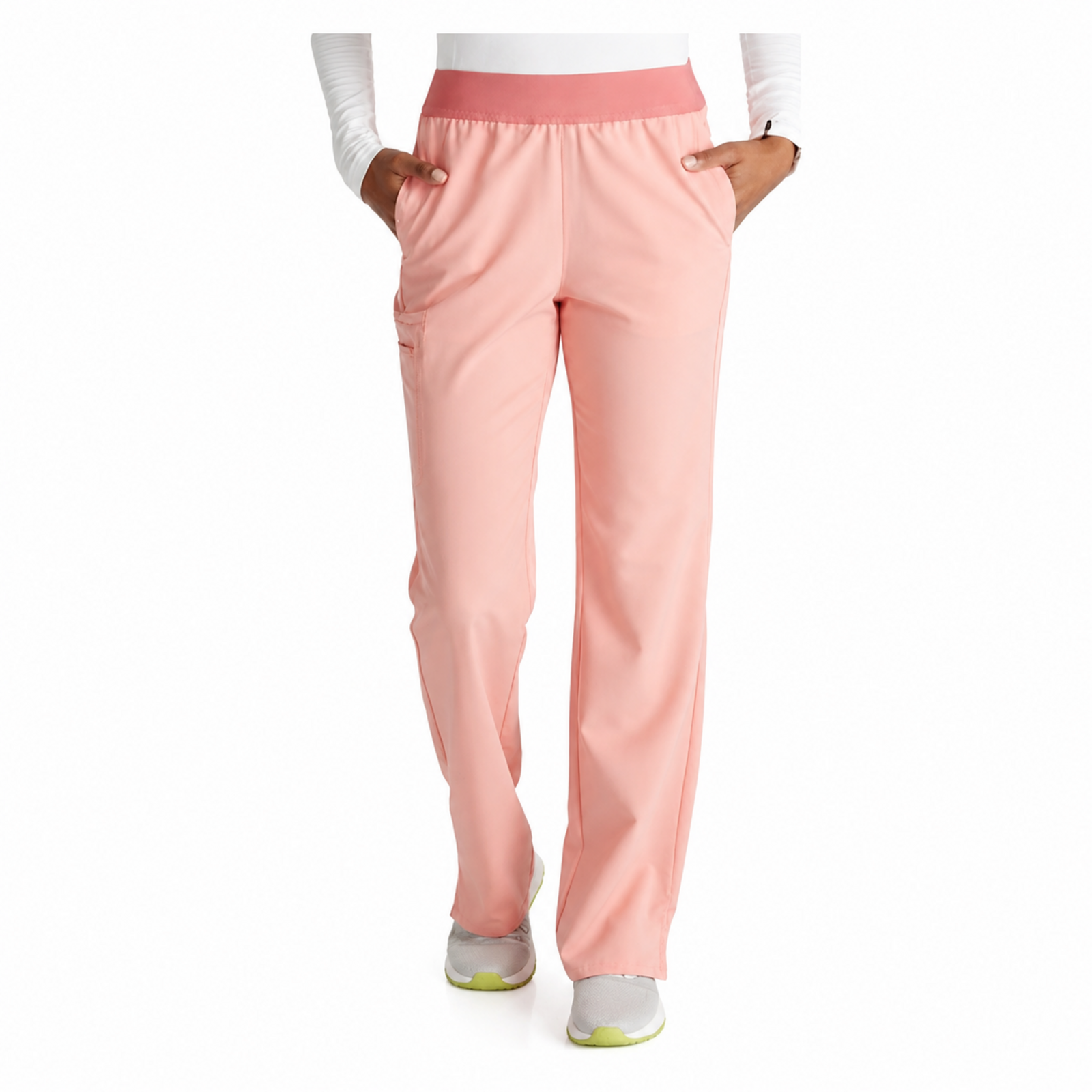 Pantalón quirúrgico Cherokee CK136A Atmos para mujer color Sugar Melon, vista frontal | color:sugar-melon