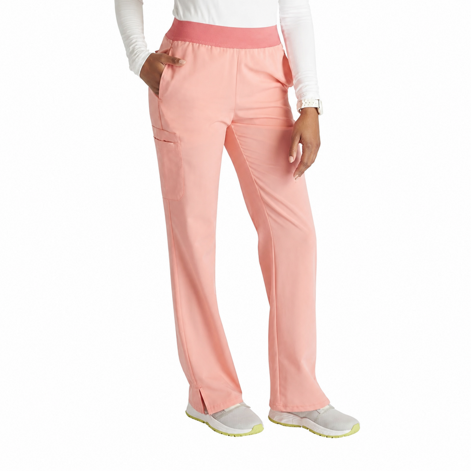 Pantalón quirúrgico Cherokee CK136A Atmos para mujer color Sugar Melon, vista lateral | color:sugar-melon