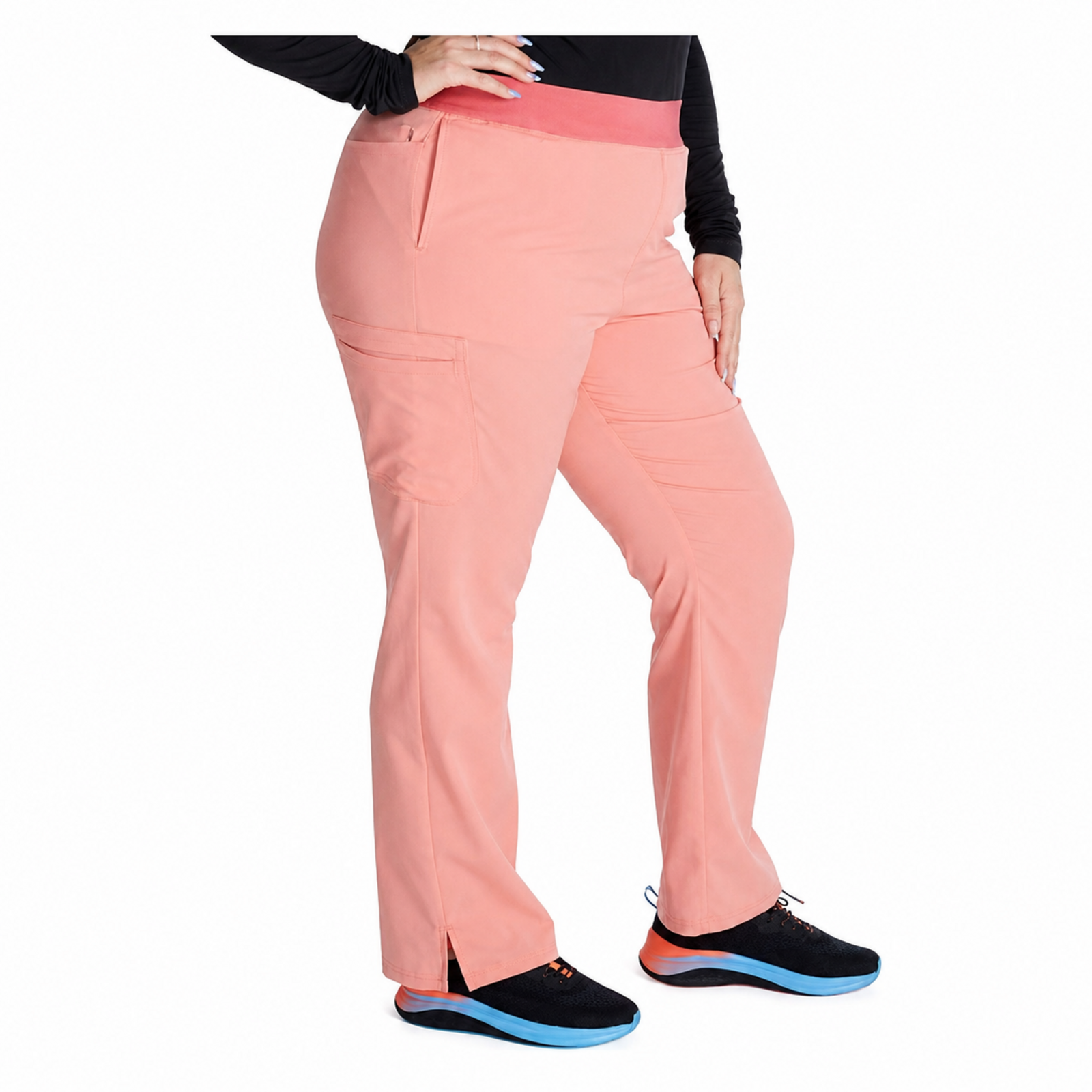 Pantalón quirúrgico Cherokee CK136A Atmos para mujer color Sugar Melon, vista tres cuartos | color:sugar-melon