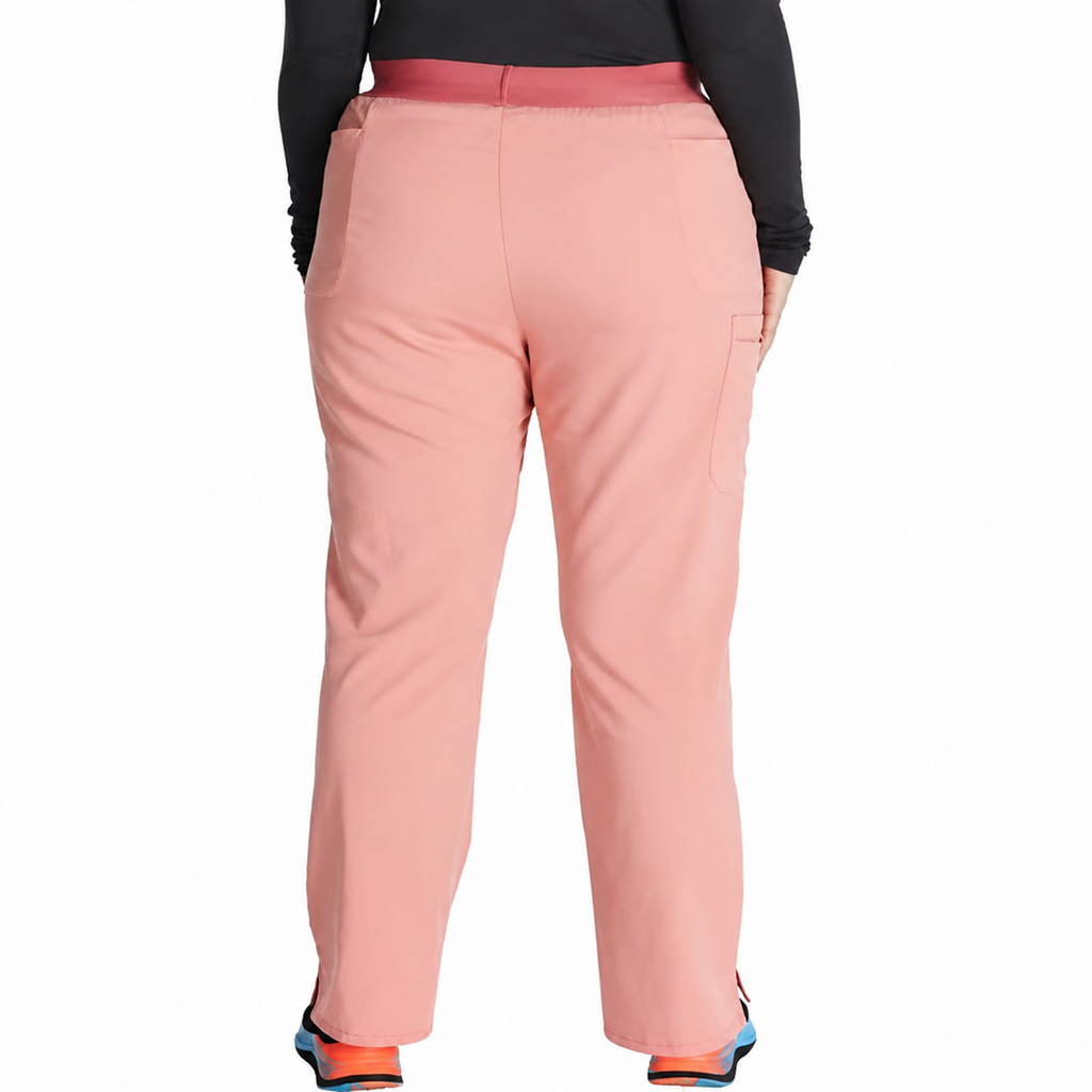 Pantalón quirúrgico Cherokee CK136A Atmos para mujer color Sugar Melon, vista posterior de ajuste