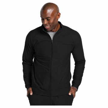 Chamarra médica Cherokee CK333 Workwear Revolution para hombre color Negra, vista frontal | color:negra