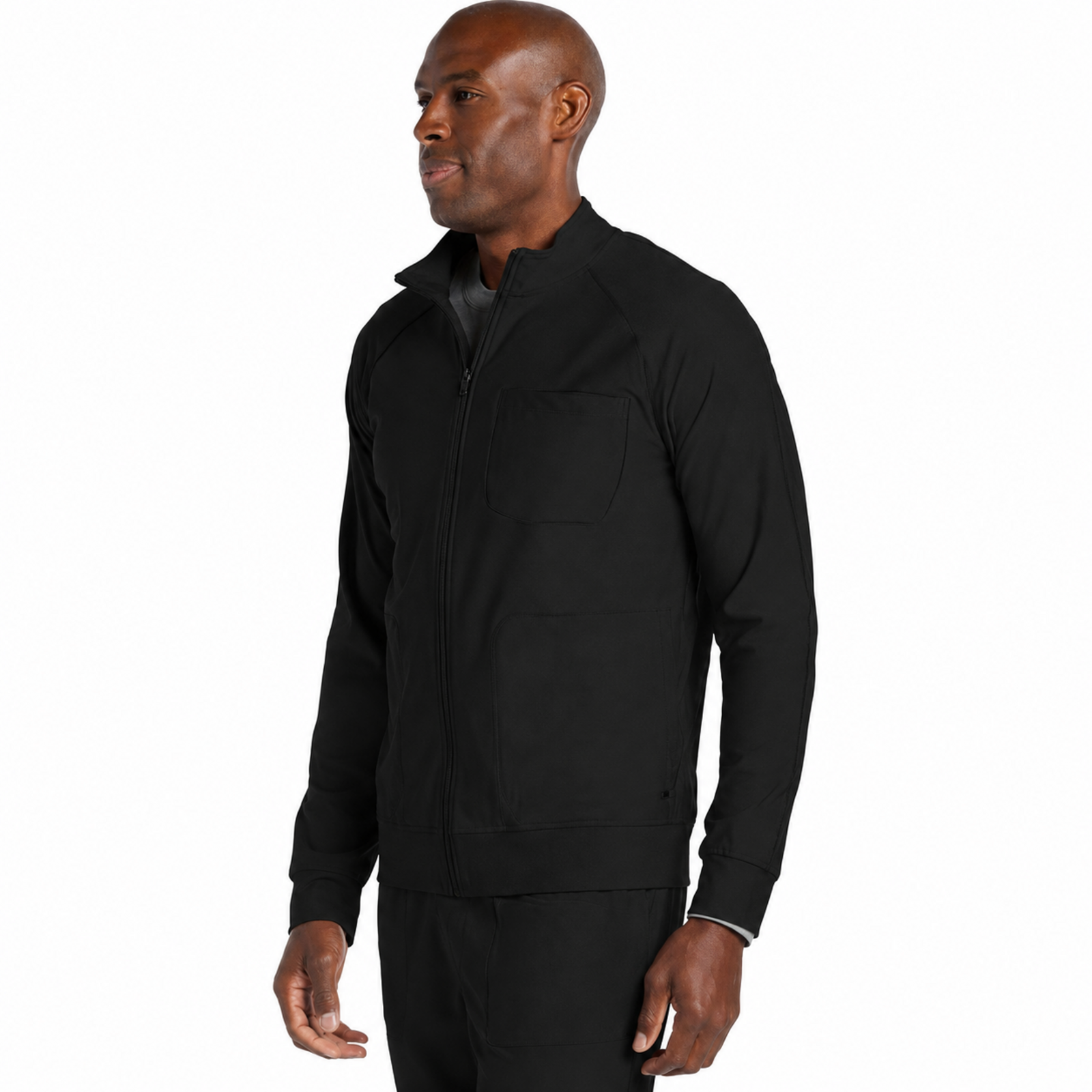 Chamarra médica Cherokee CK333 Workwear Revolution para hombre color Negra, vista tres cuartos | color:negra