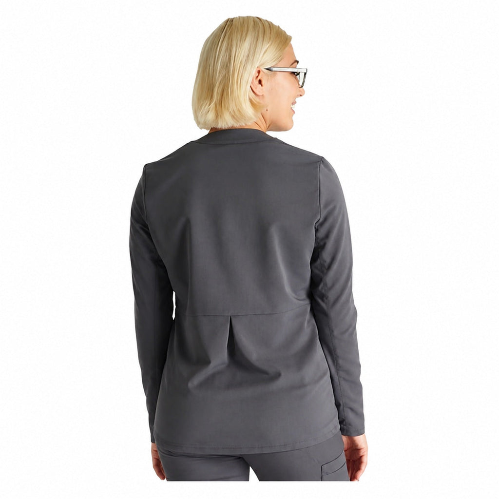 Chamarra médica Cherokee CK356A Atmos para mujer gris oxford, vista posterior