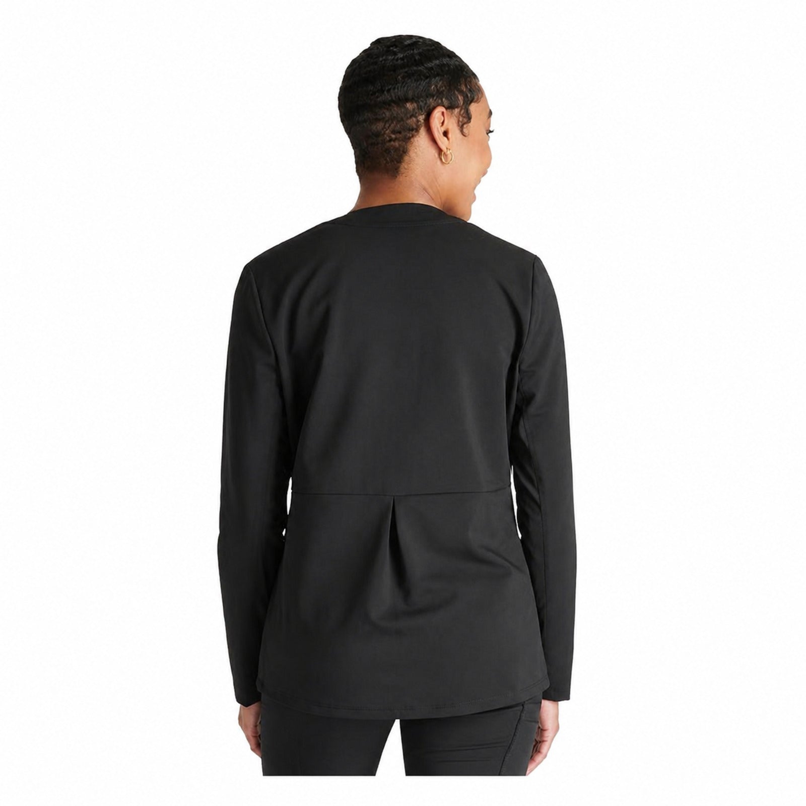 Chamarra médica Cherokee CK356A Atmos para mujer negra, vista posterior | color:negra