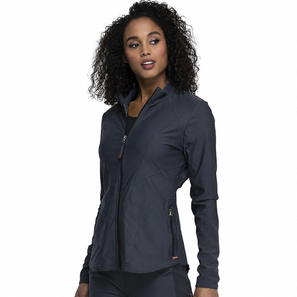 Cherokee CK390 chamarra médica mujer color gris Oxford, vista lateral