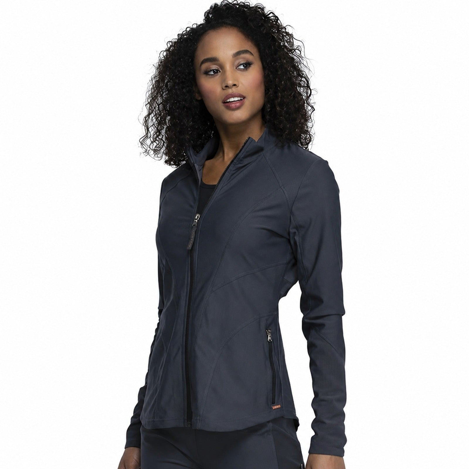 Cherokee CK390 chamarra médica mujer color gris Oxford, vista lateral | color:gris-oxford