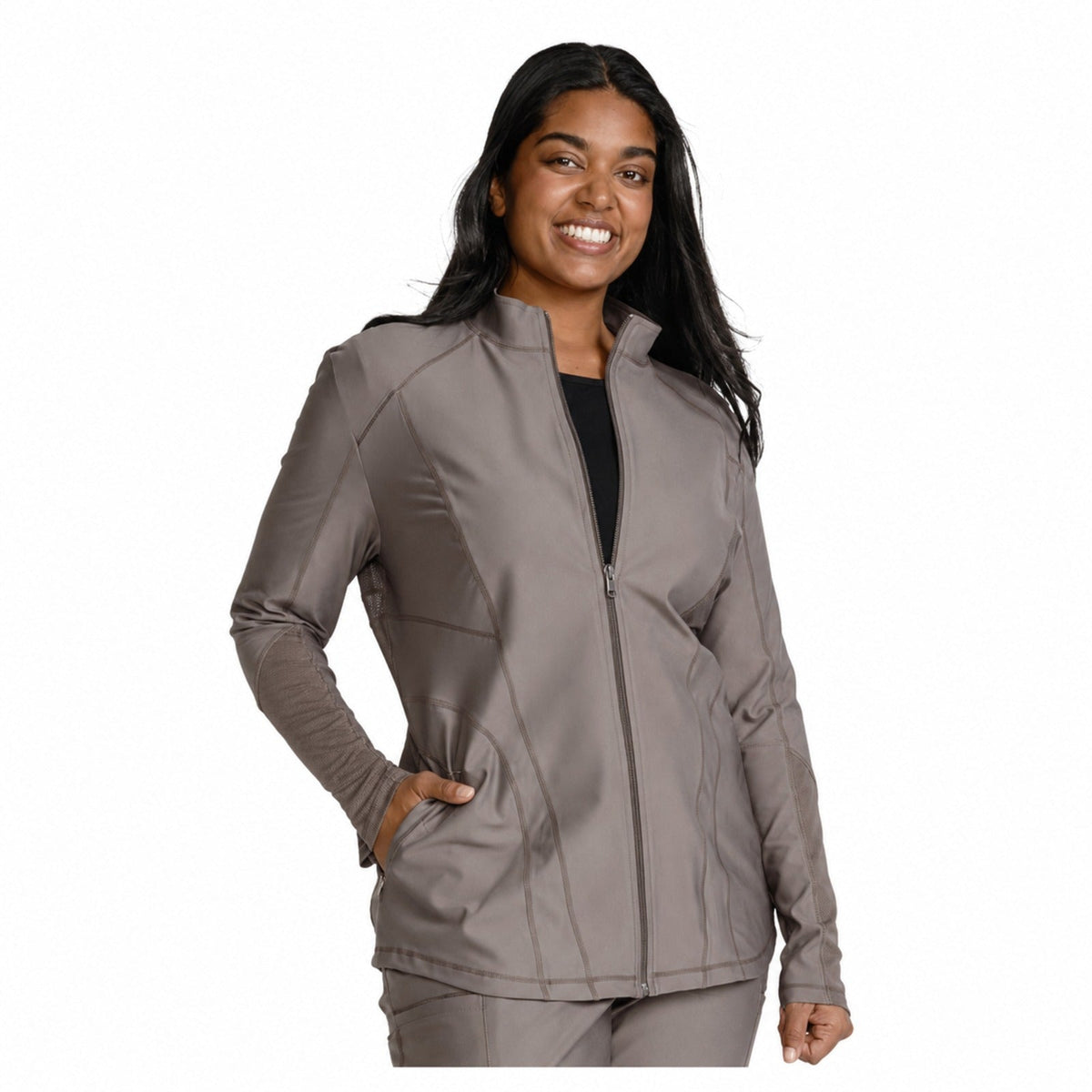 Cherokee CK390 chamarra médica mujer color Iron, vista frontal | color:iron