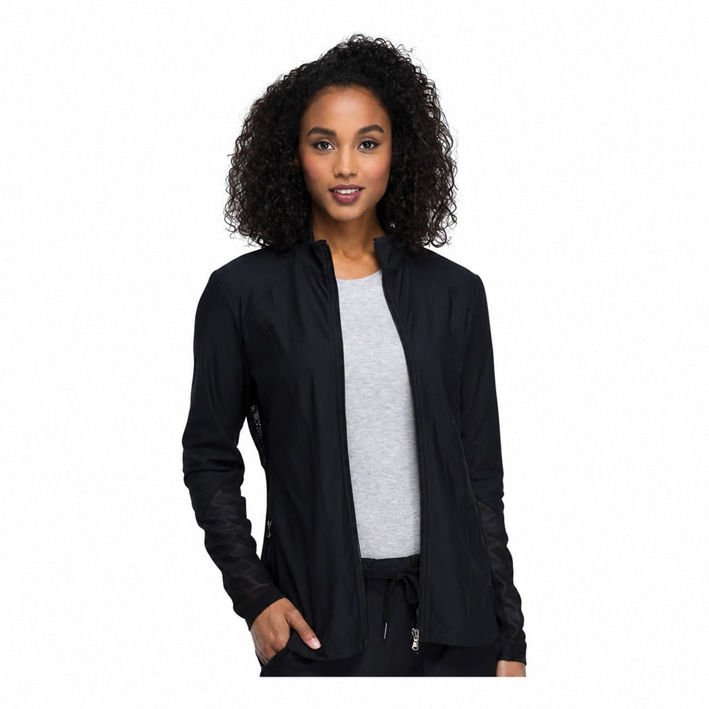 Cherokee CK390 chamarra médica mujer color negro, vista abierta