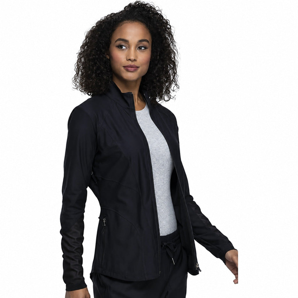 Cherokee CK390 chamarra médica mujer color negro, vista tres cuartos