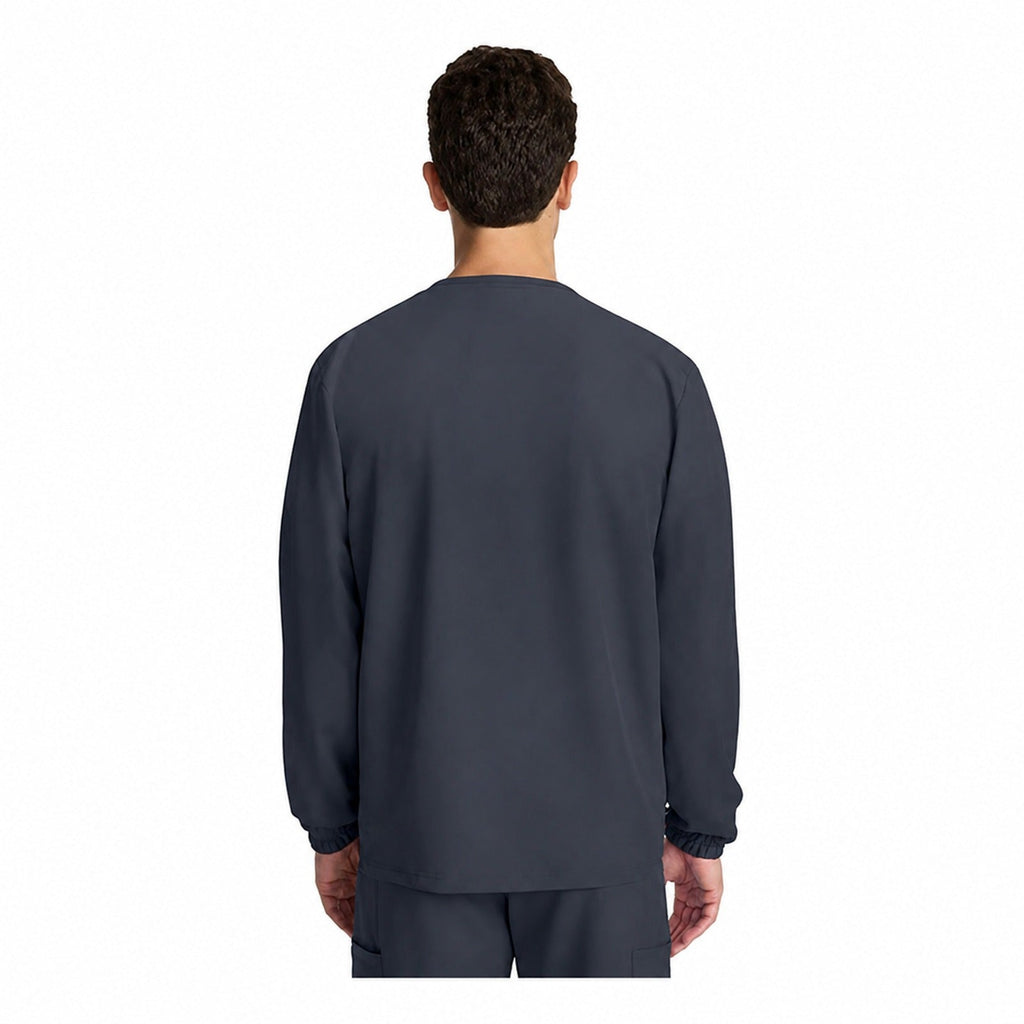 Chamarra médica Cherokee CK393A para hombre color gris Oxford, vista espalda