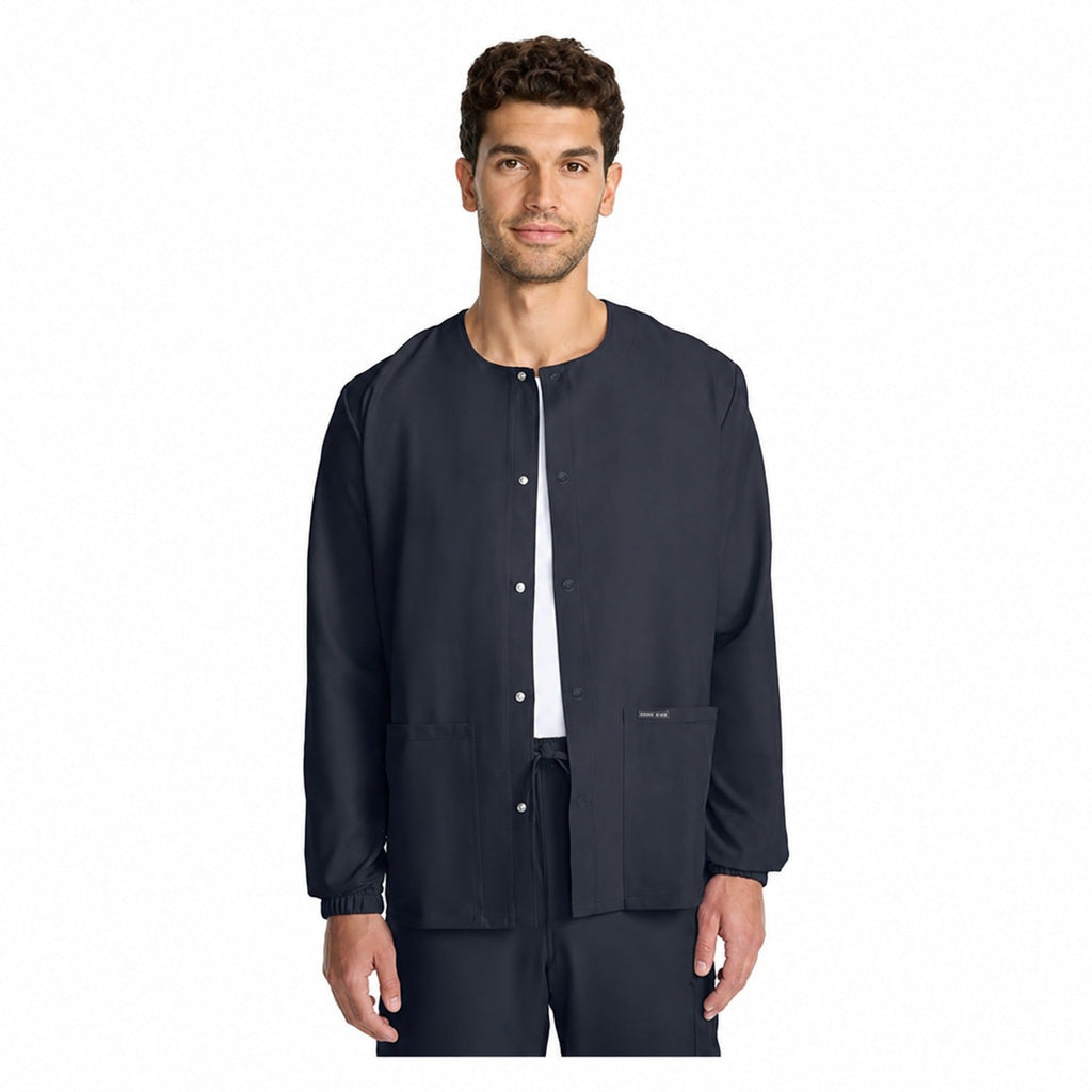 Chamarra médica Cherokee CK393A para hombre color gris Oxford, vista frontal