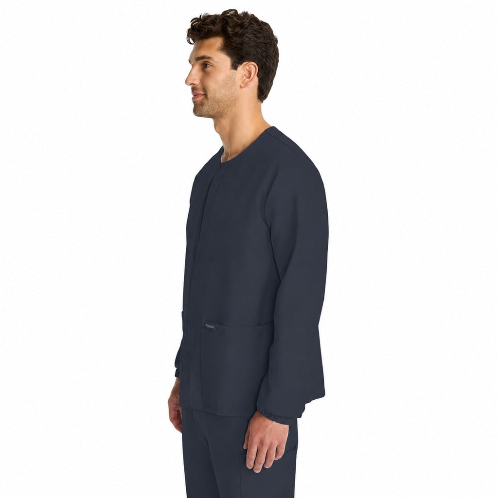 Chamarra médica Cherokee CK393A para hombre color gris Oxford, vista lateral