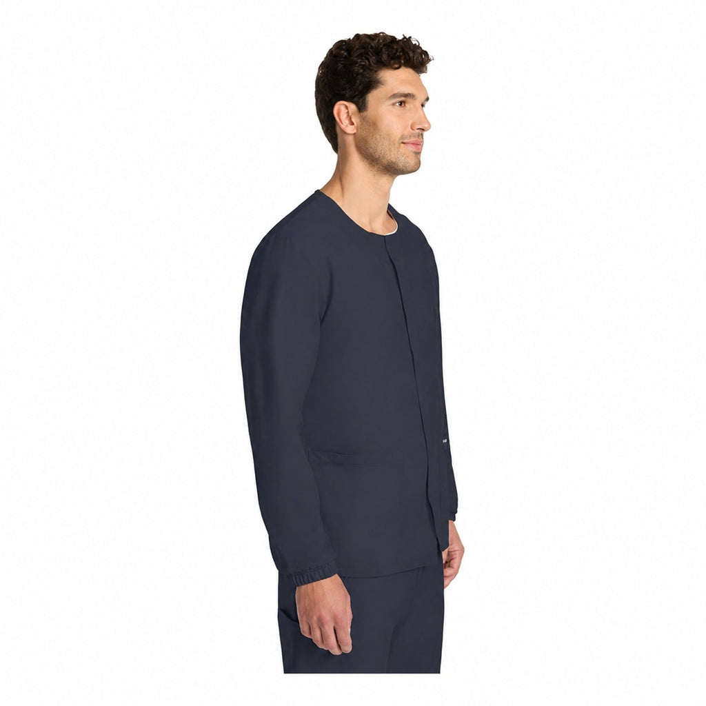 Chamarra médica Cherokee CK393A para hombre color gris Oxford, vista tres cuartos