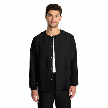 Chamarra médica Cherokee CK393A para hombre color negro, vista frontal | color:negro