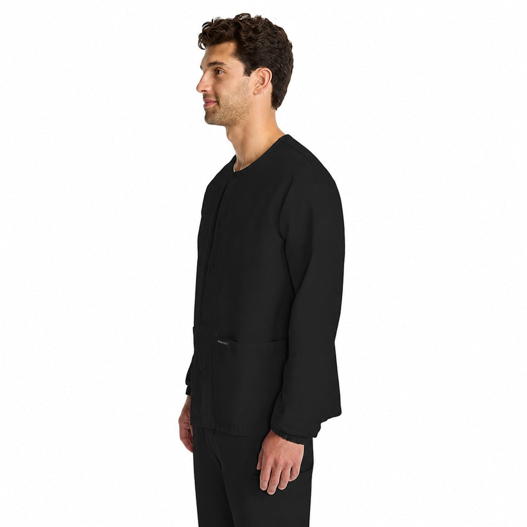 Chamarra médica Cherokee CK393A para hombre color negro, vista lateral