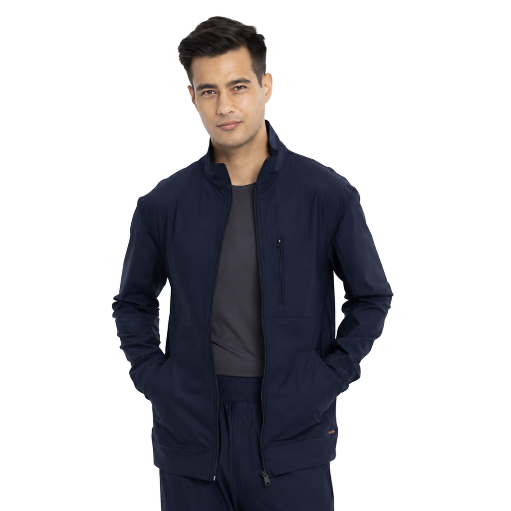 Chamarra médica Cherokee CK399 para hombre azul marino, vista de la prenda