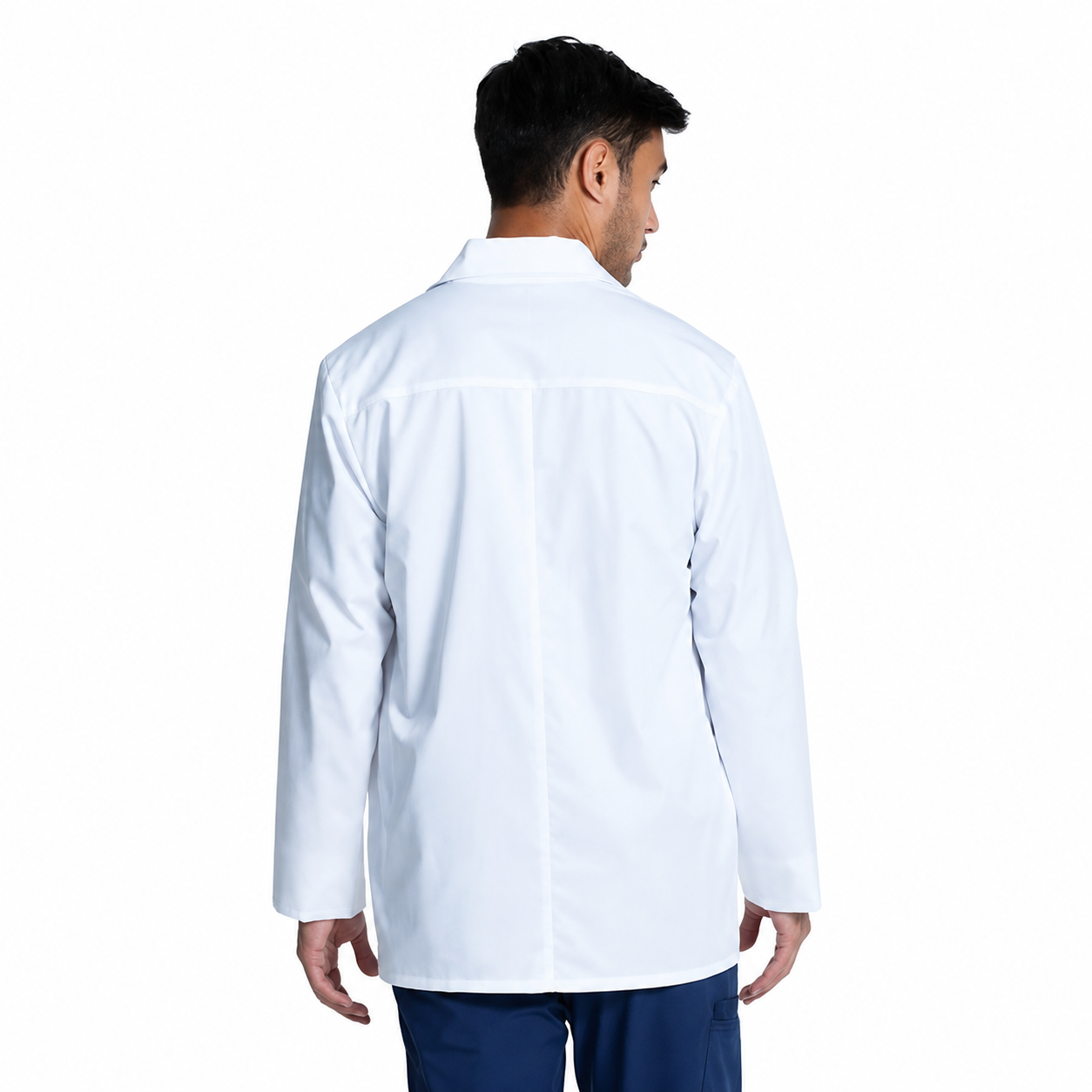 Bata corta médica Cherokee CK401 para hombre blanca, vista posterior | color:blanco