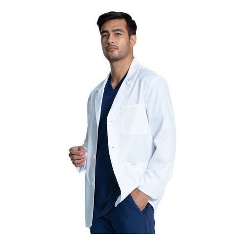 Bata corta médica Cherokee CK401 blanca en talla extra, vista de la prenda | color:wht-blanco