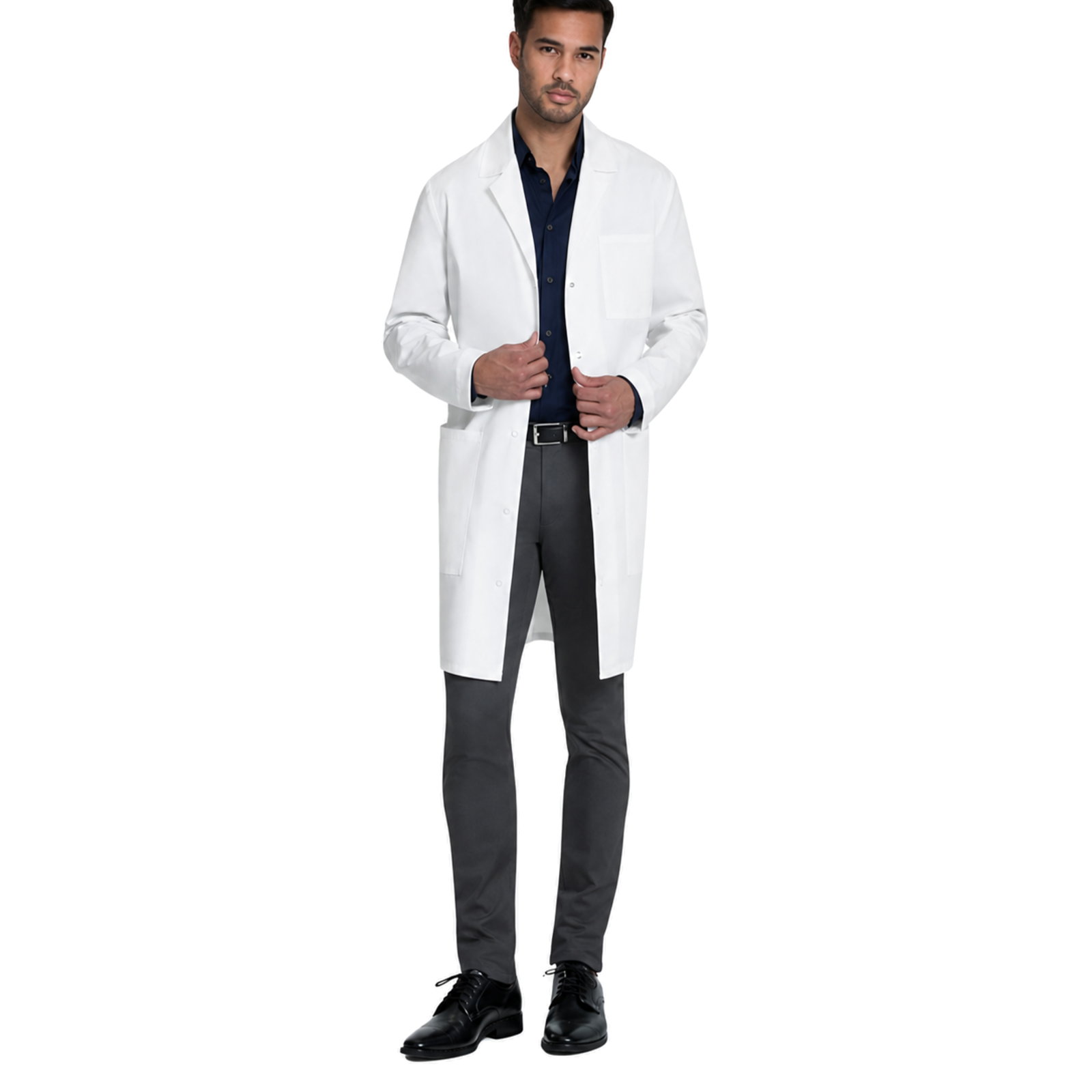 Bata larga médica Cherokee CK412 para hombre blanca, vista de cuerpo completo | color:blanca