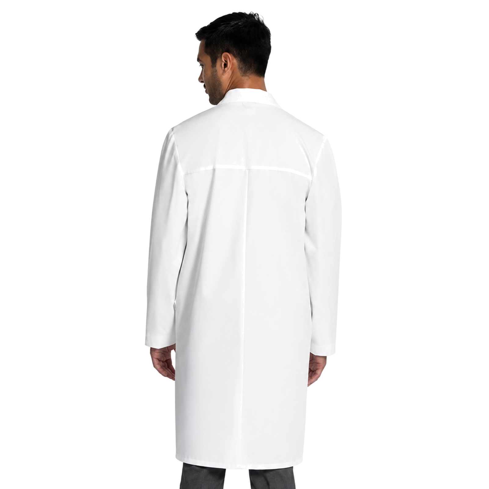 Bata larga médica Cherokee CK412 para hombre blanca, vista posterior | color:blanca